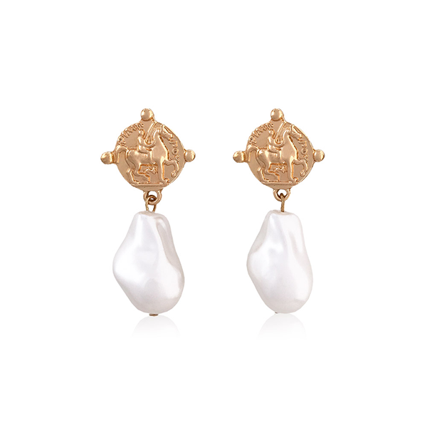 Pearl Coin Drop Earrings