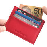 Jaycee Leather Card Holder-<br> Red